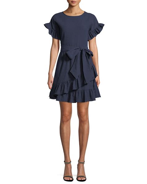 michael kors ruffle wrap dress|michael kors perette knit dress.